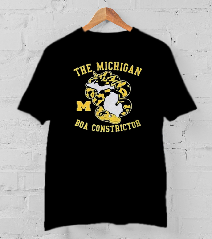 The Michigan Boa Constrictor Football M Logo Yellow Snake Map T-Shirt