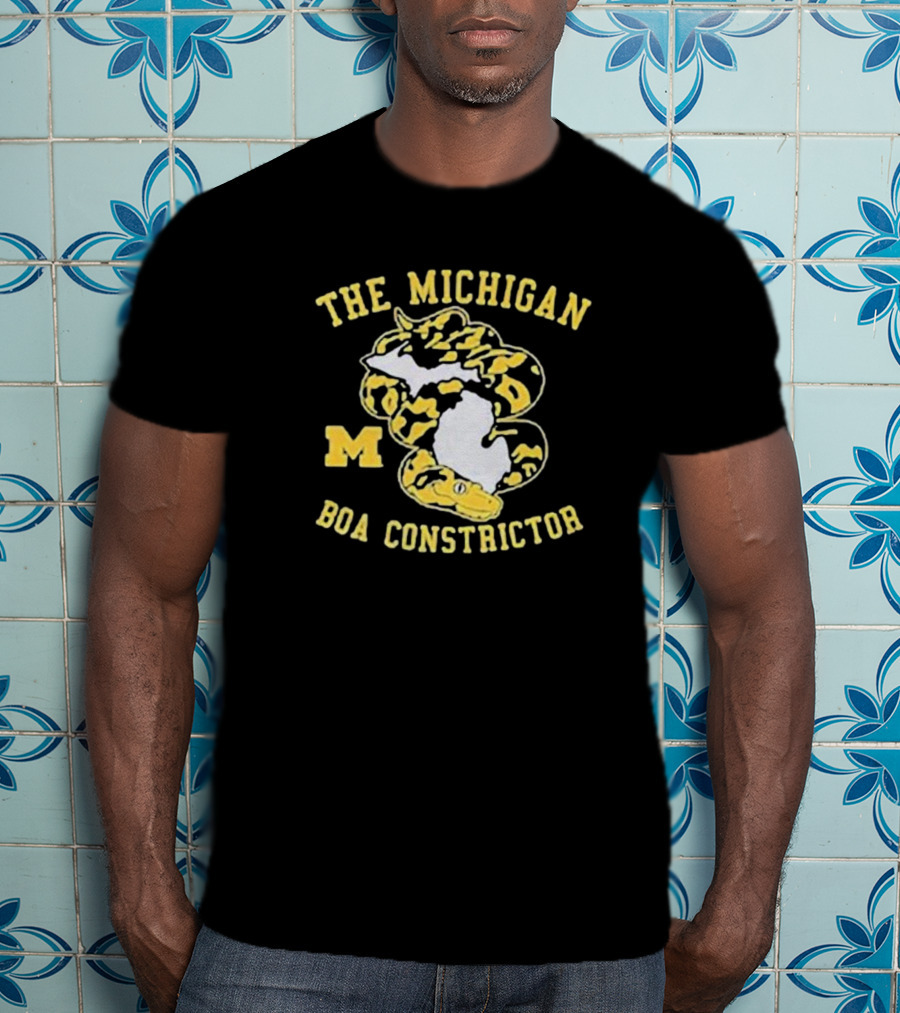 The Michigan Boa Constrictor Football M Logo Yellow Snake Map T-Shirt