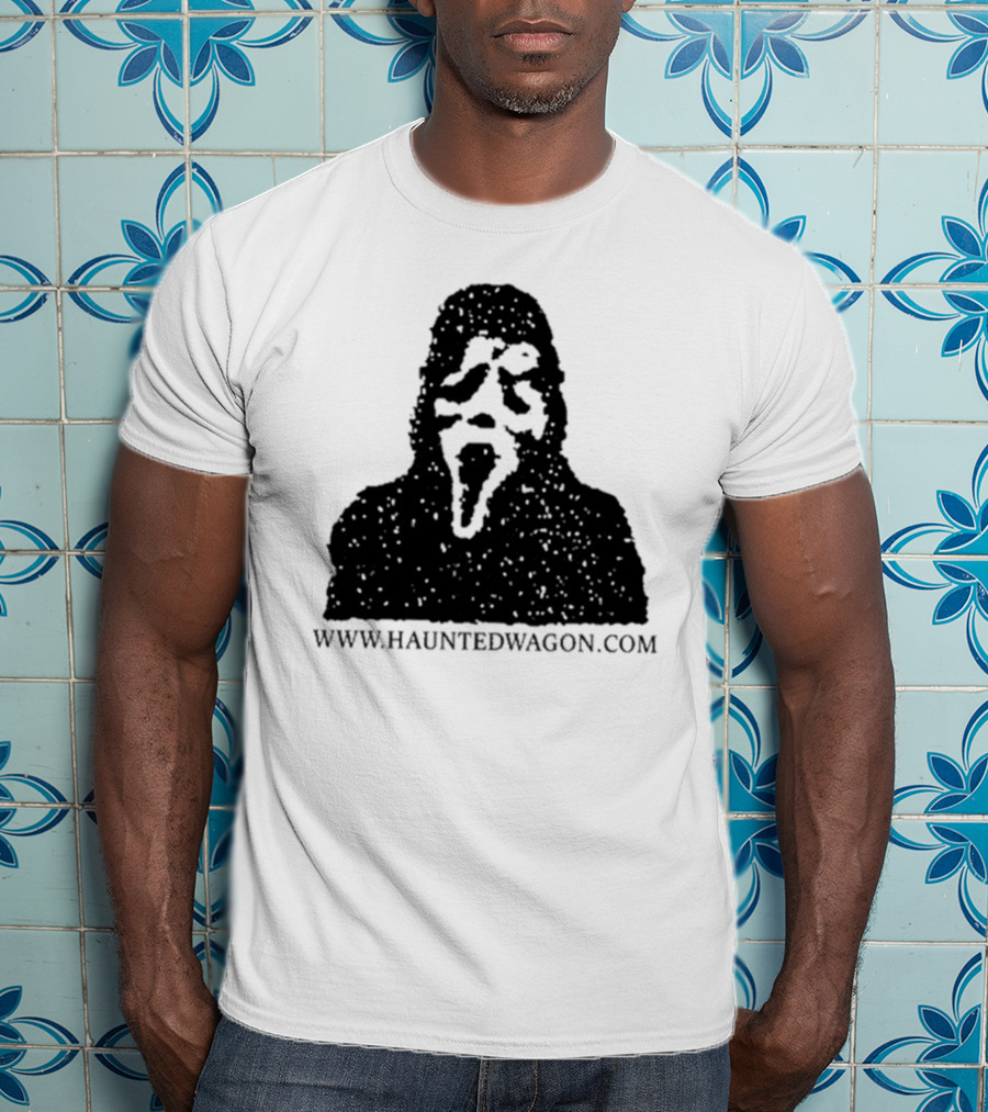 Onlineceramics Haunted Wagon Scream Mask Silhouette Www.hauntedwagon.com T-Shirt