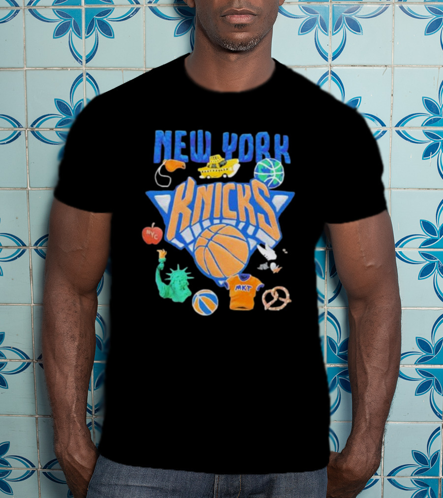 New York Knicks NBA Market Claymation NYC Basketball Iconic Symbols T-Shirt