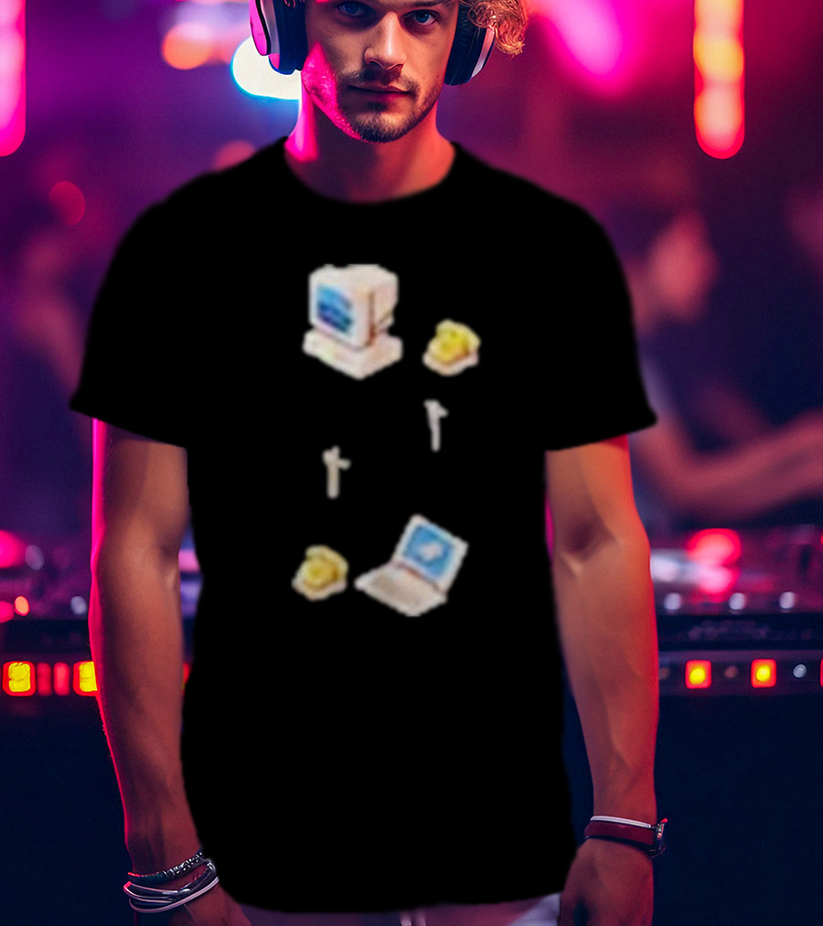 Wilbur’s Dial Up Vintage Computer And Classic Yellow Telephones Nostalgia T-Shirt