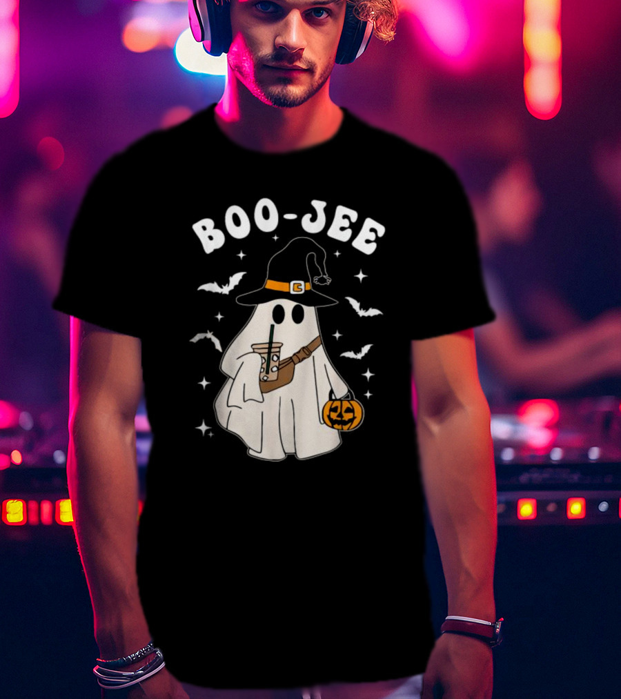 Boo Jee Ghost Halloween Costume Witch Hat Coffee Pumpkin T-Shirt