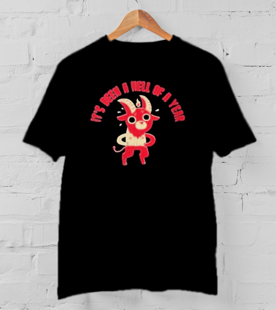 It’s Been A Hell Of A Year Red Cartoon Goat With Horns T-Shirt