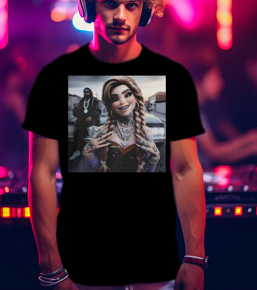 Anna Disney Grill Tattooed Street Style With Braids And Bling T-Shirt