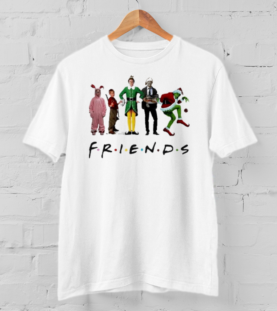 Friends Christmas Elf Grinch Bunny Ross Matthew Perry Funny Christmas Party T-Shirt
