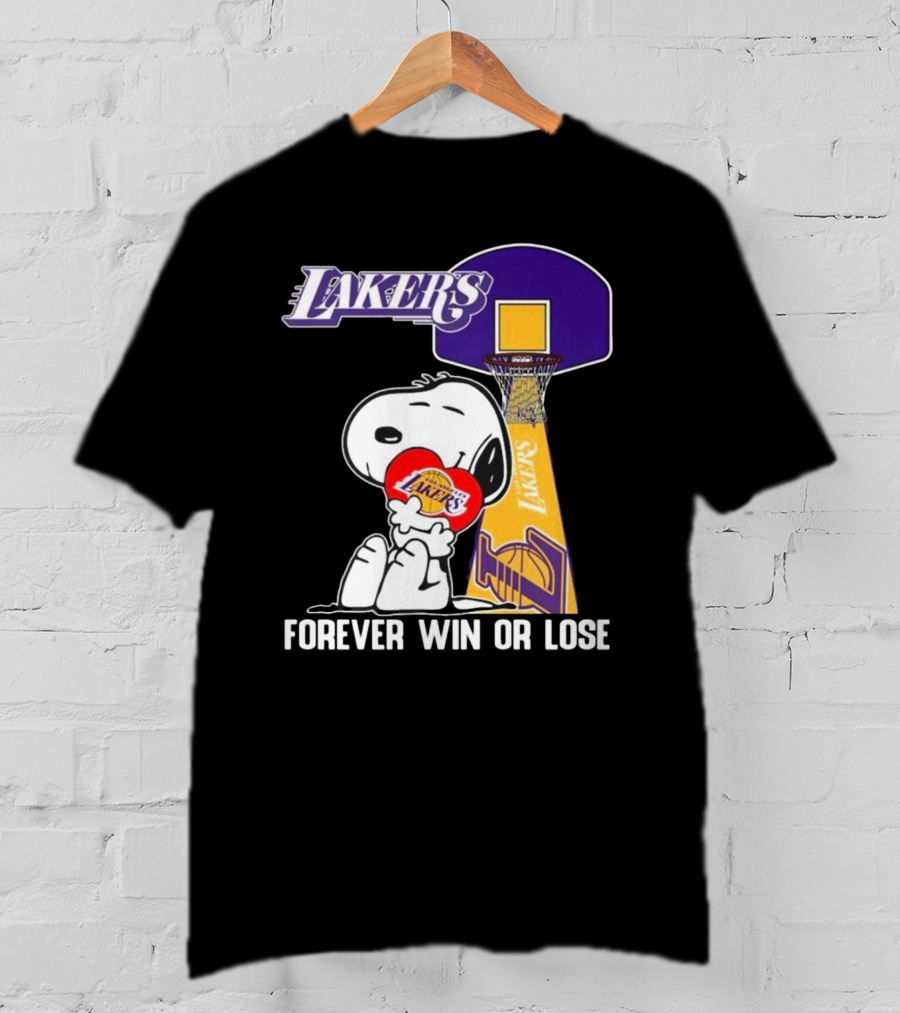 Lakers Forever Win Or Lose Snoopy Basketball Heart T-Shirt