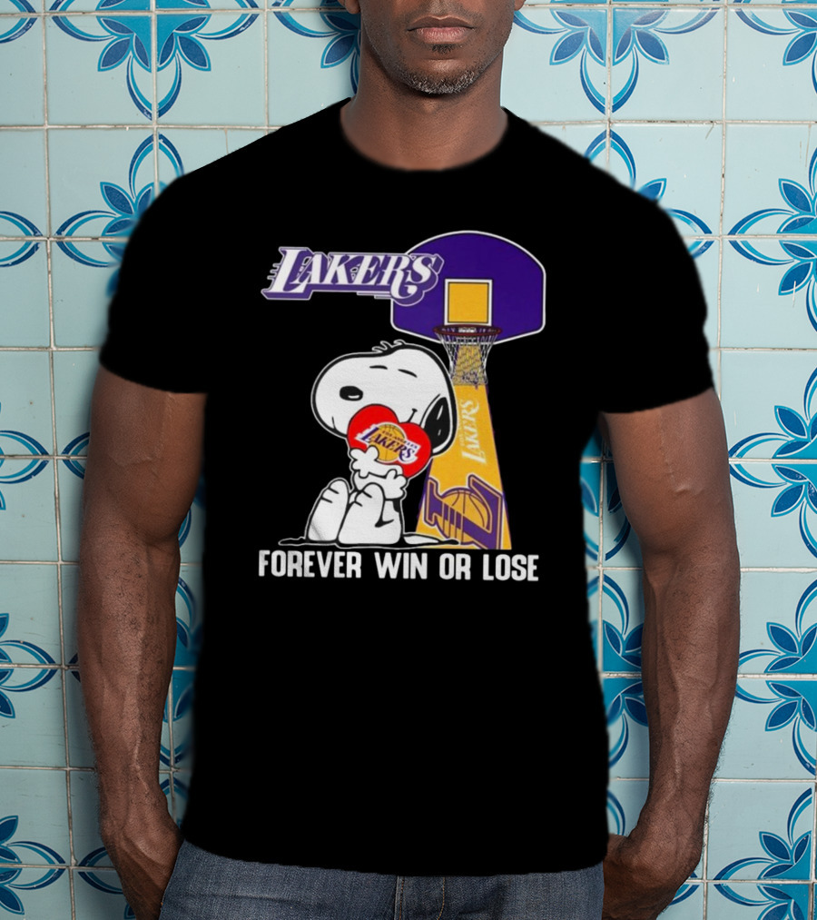 Lakers Forever Win Or Lose Snoopy Basketball Heart T-Shirt