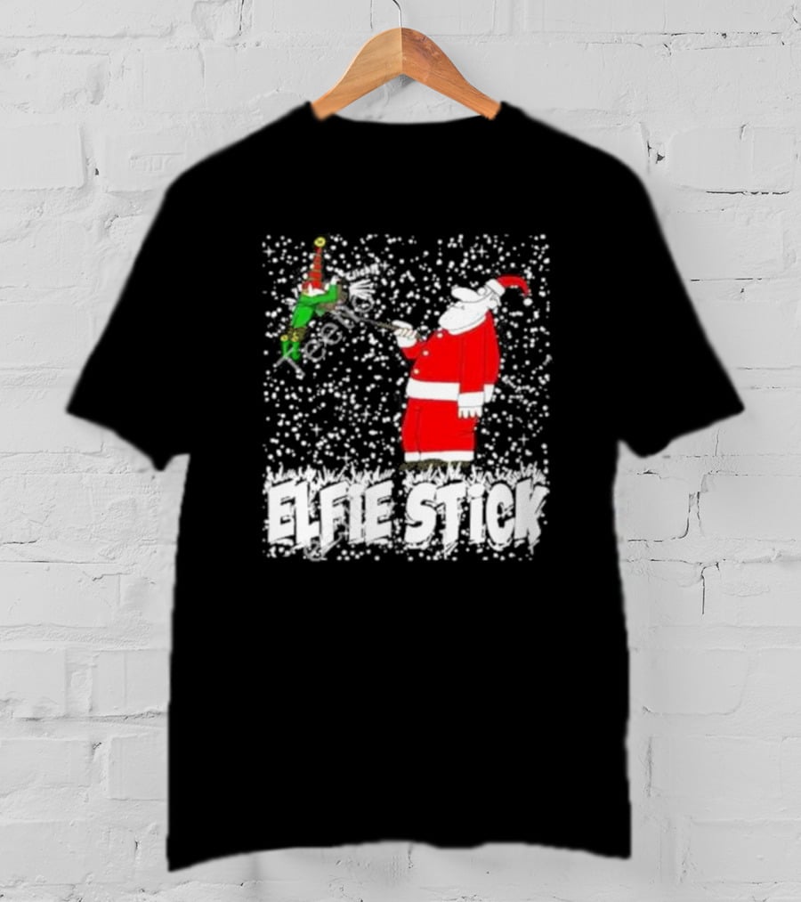 Elfie Stick Santa Christmas Humor T-Shirt