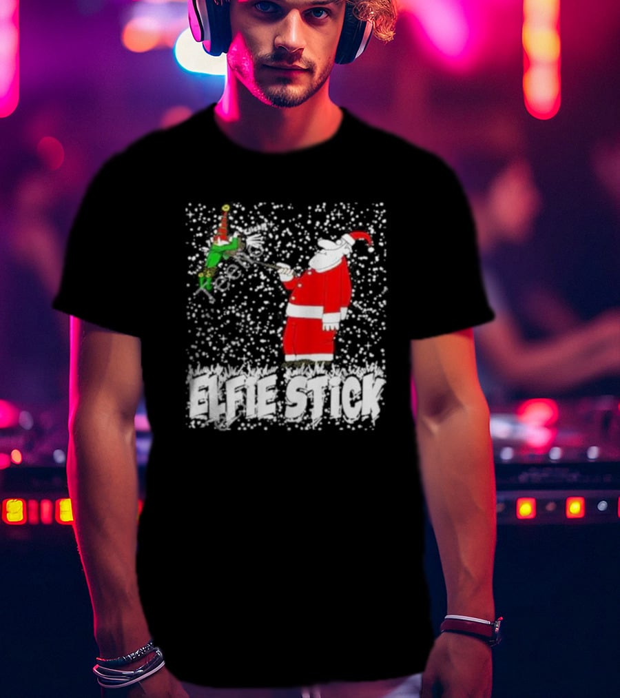 Elfie Stick Santa Christmas Humor T-Shirt