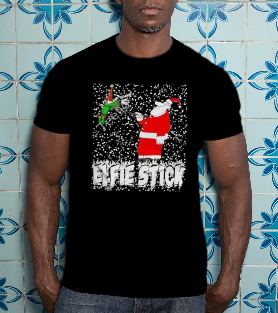 Elfie Stick Santa Christmas Humor T-Shirt