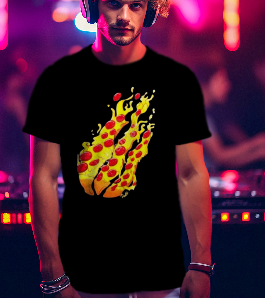 Preston Stylez Fire Pizza Flaming Pepperoni Blaze T-Shirt