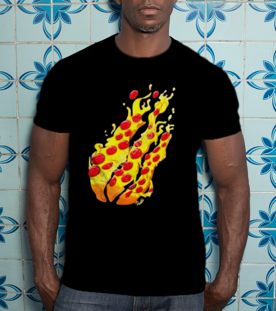 Preston Stylez Fire Pizza Flaming Pepperoni Blaze T-Shirt