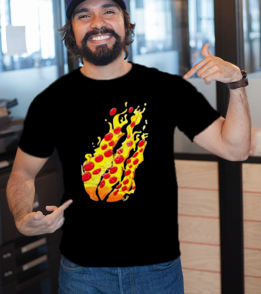 Preston Stylez Fire Pizza Flaming Pepperoni Blaze T-Shirt