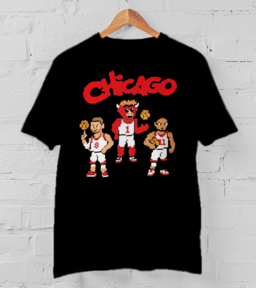 Chicago Bulls NBA Mascot And Player Pixel Art Chicago T-Shirt
