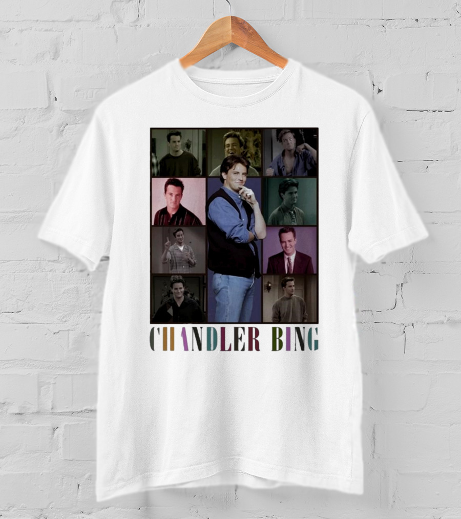 Retro Chandler Bing 90s Sweater Matthew Perry Collage T-Shirt