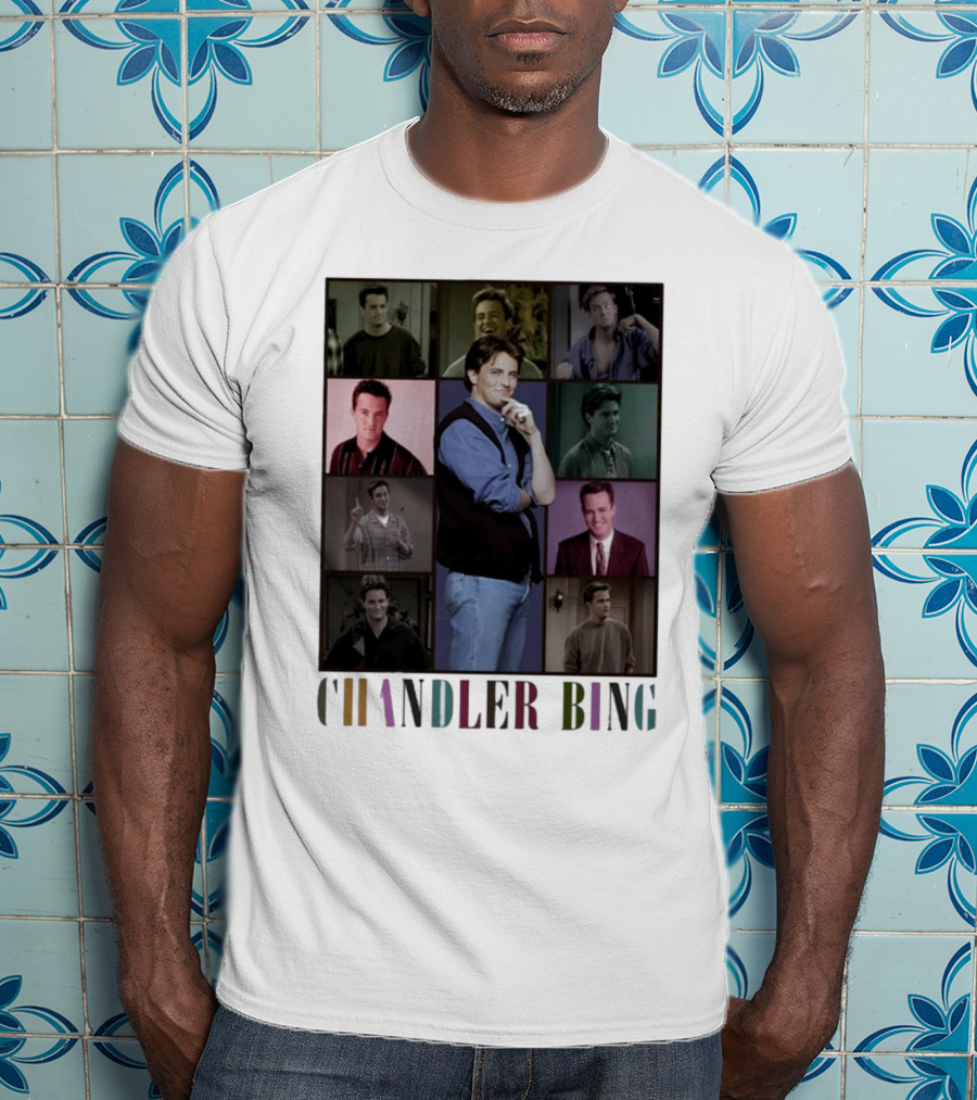 Retro Chandler Bing 90s Sweater Matthew Perry Collage T-Shirt