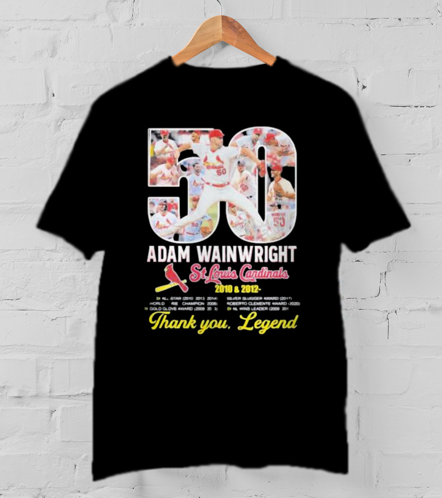 Adam Wainwright St Louis Cardinals 2010 2012 50 Thank You Legend T-Shirt