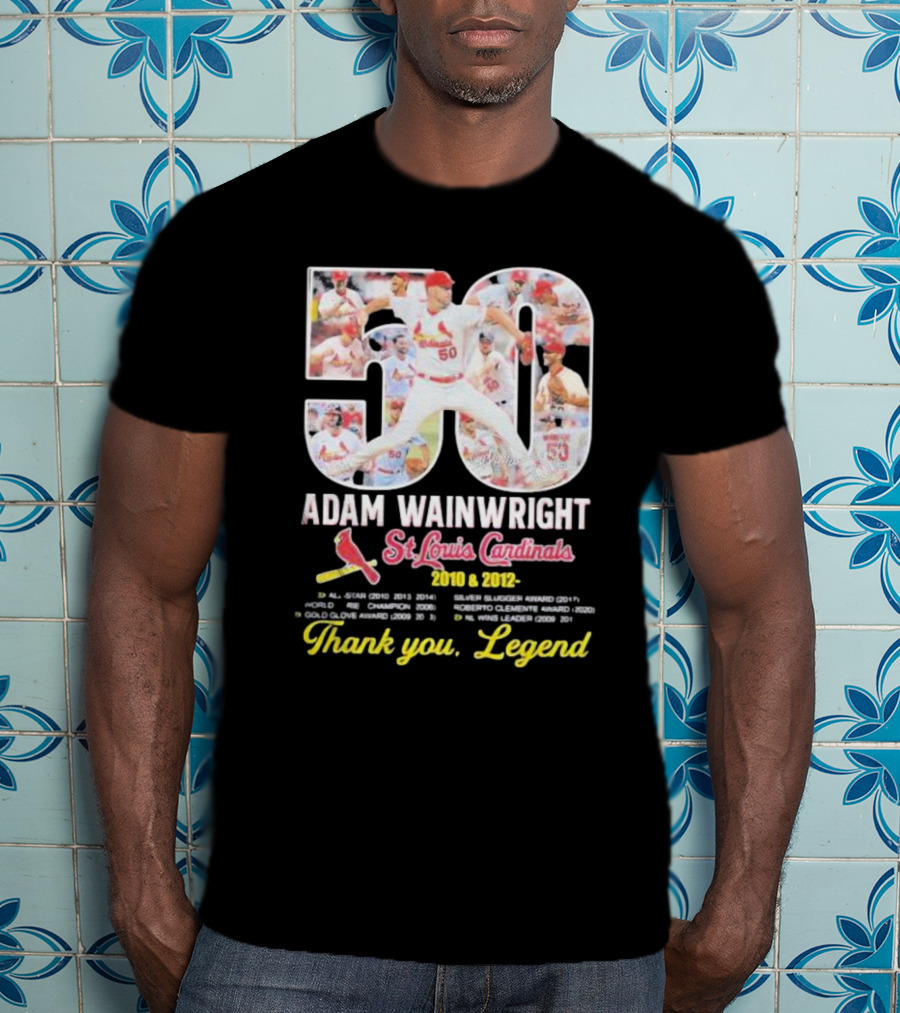 Adam Wainwright St Louis Cardinals 2010 2012 50 Thank You Legend T-Shirt