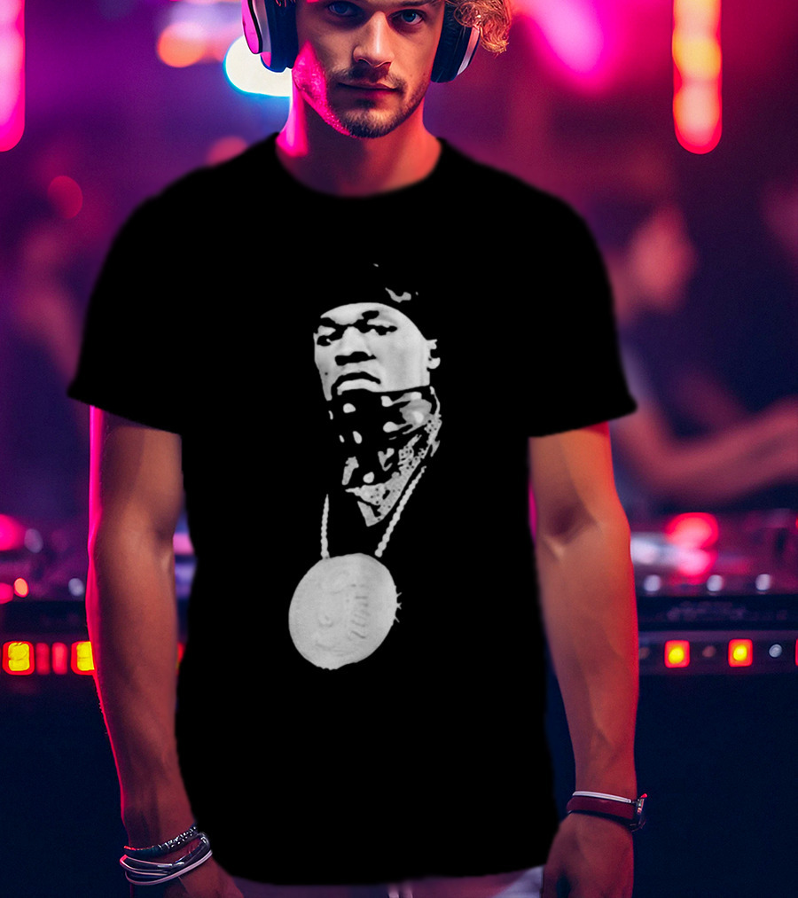 Drake Ibashar Bandana Portrait With Large Medal Necklace T-Shirt
