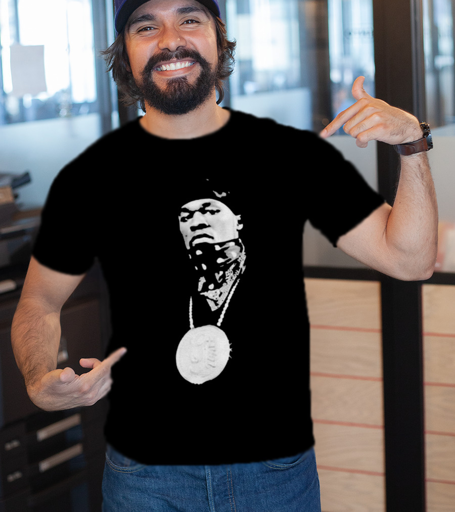 Drake Ibashar Bandana Portrait With Large Medal Necklace T-Shirt