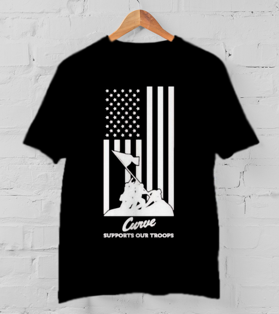Curve Supports Our Troops Flag Raising T-Shirt