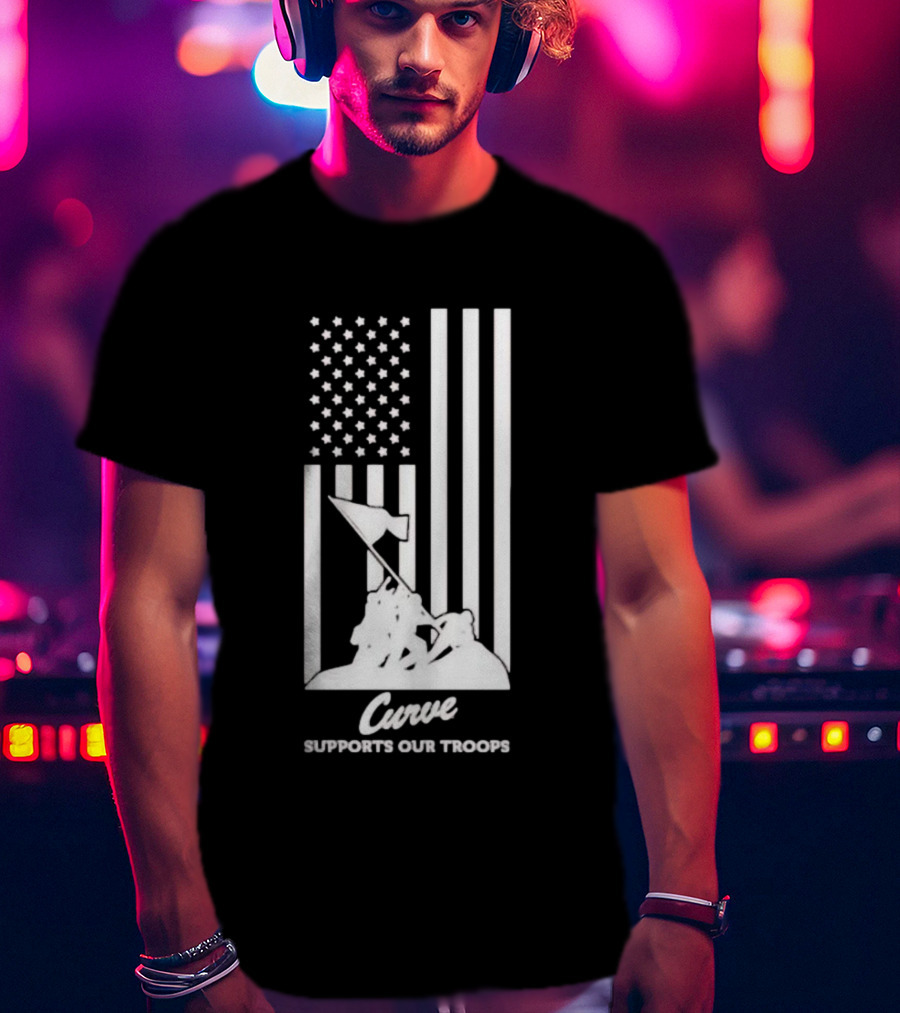 Curve Supports Our Troops Flag Raising T-Shirt
