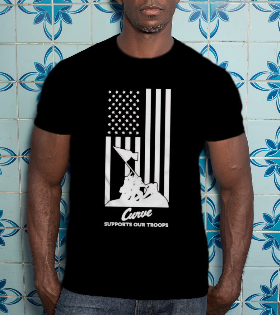 Curve Supports Our Troops Flag Raising T-Shirt