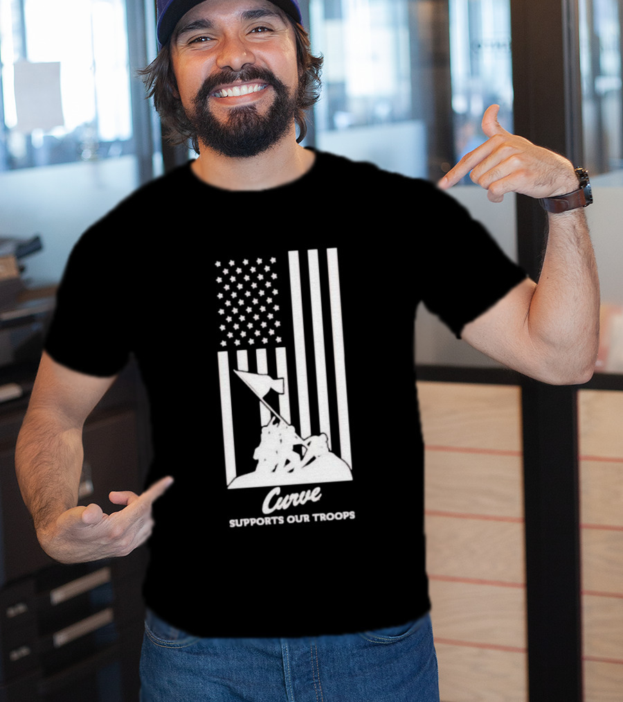 Curve Supports Our Troops Flag Raising T-Shirt