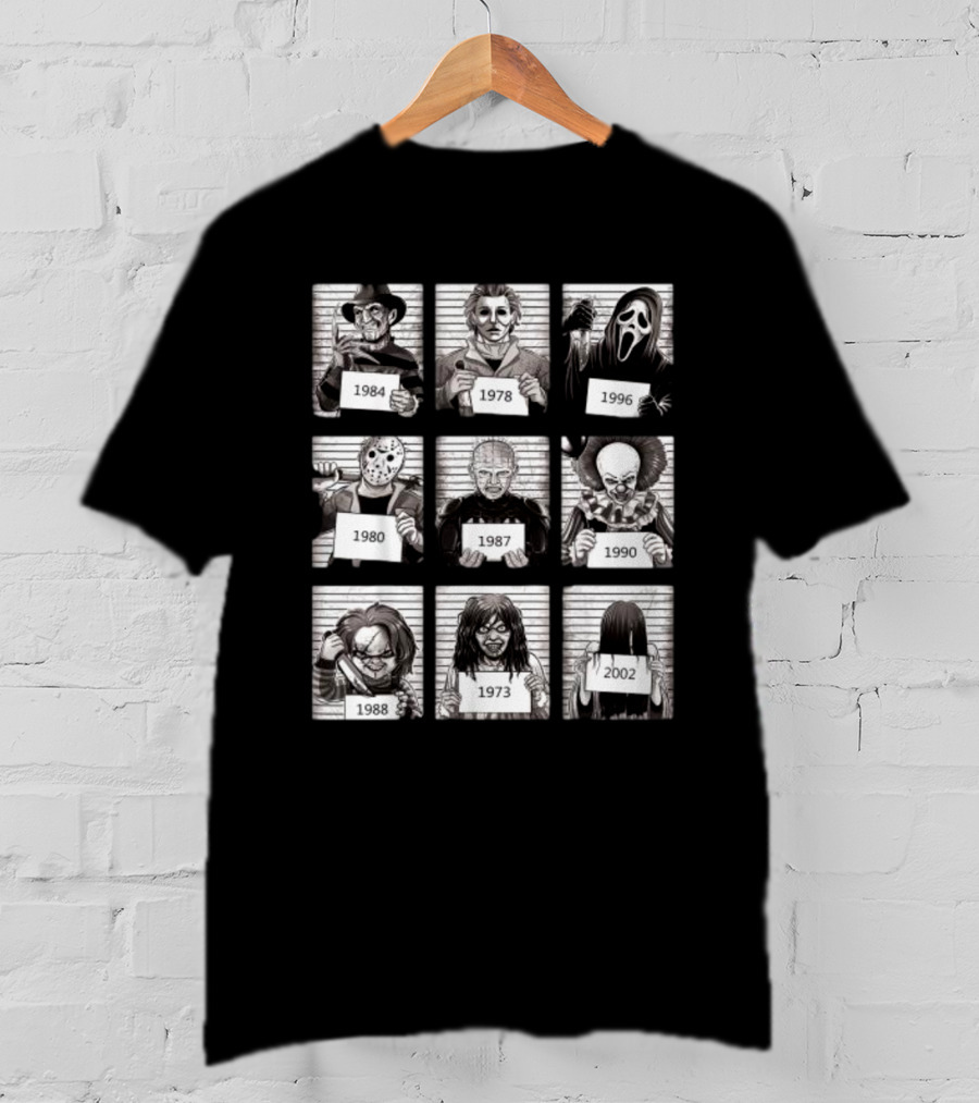 Halloween Horror Legends Killer Shots Freddy Jason Michael Pinhead Pennywise Chucky Samara Ghostface Creepy Fan T-Shirt