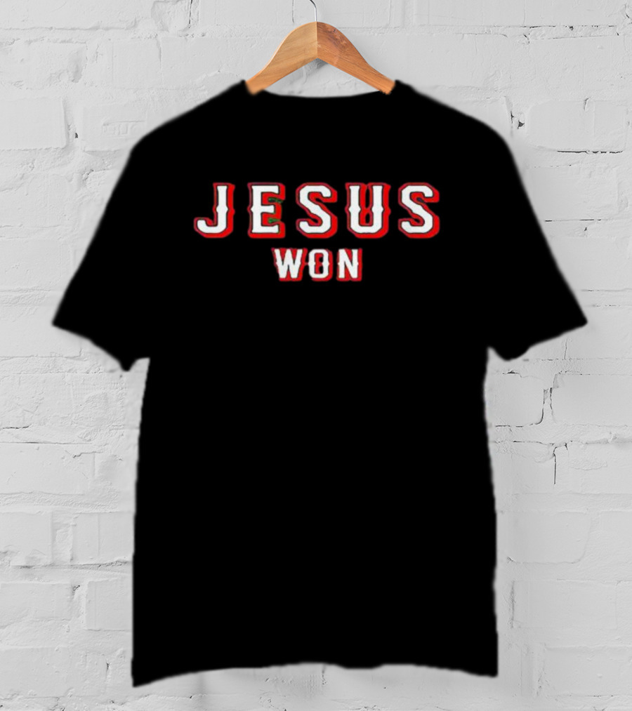 Evan Carter Jesus Won Victory Lettering T-Shirt