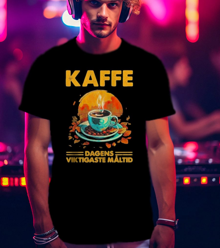 KAFFE Dagens Viktigaste Maltid Coffee Autumn Cup Leaves T-Shirt