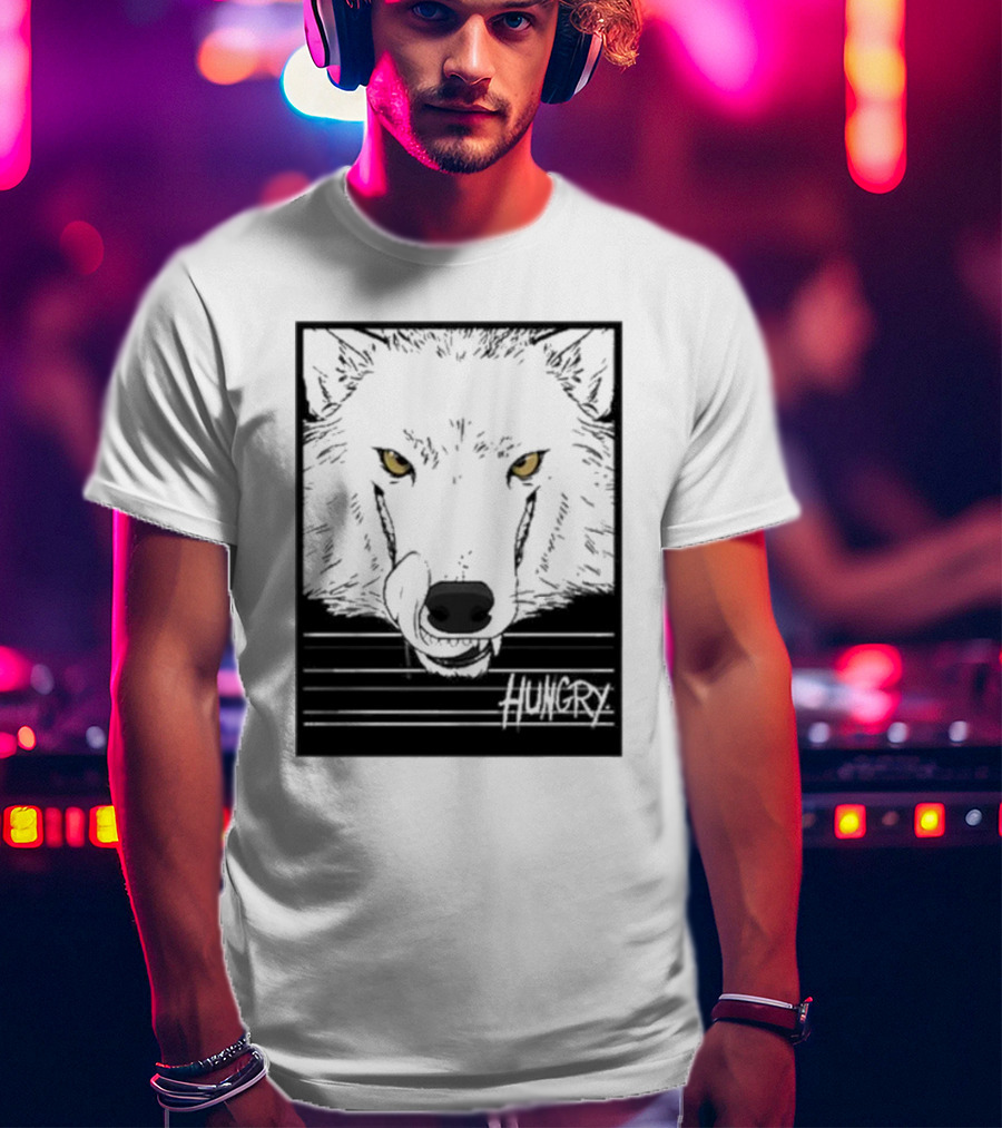 Sloshdog Hungry Wolf Face Yellow Eyes T-Shirt