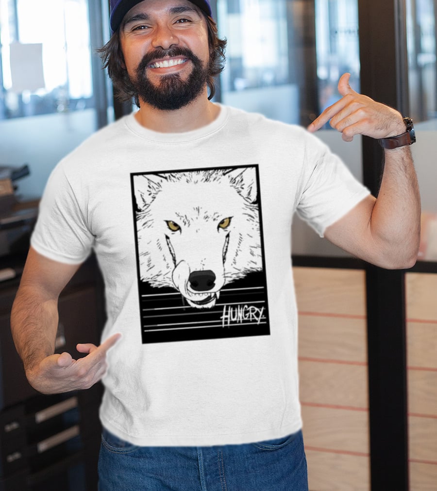Sloshdog Hungry Wolf Face Yellow Eyes T-Shirt