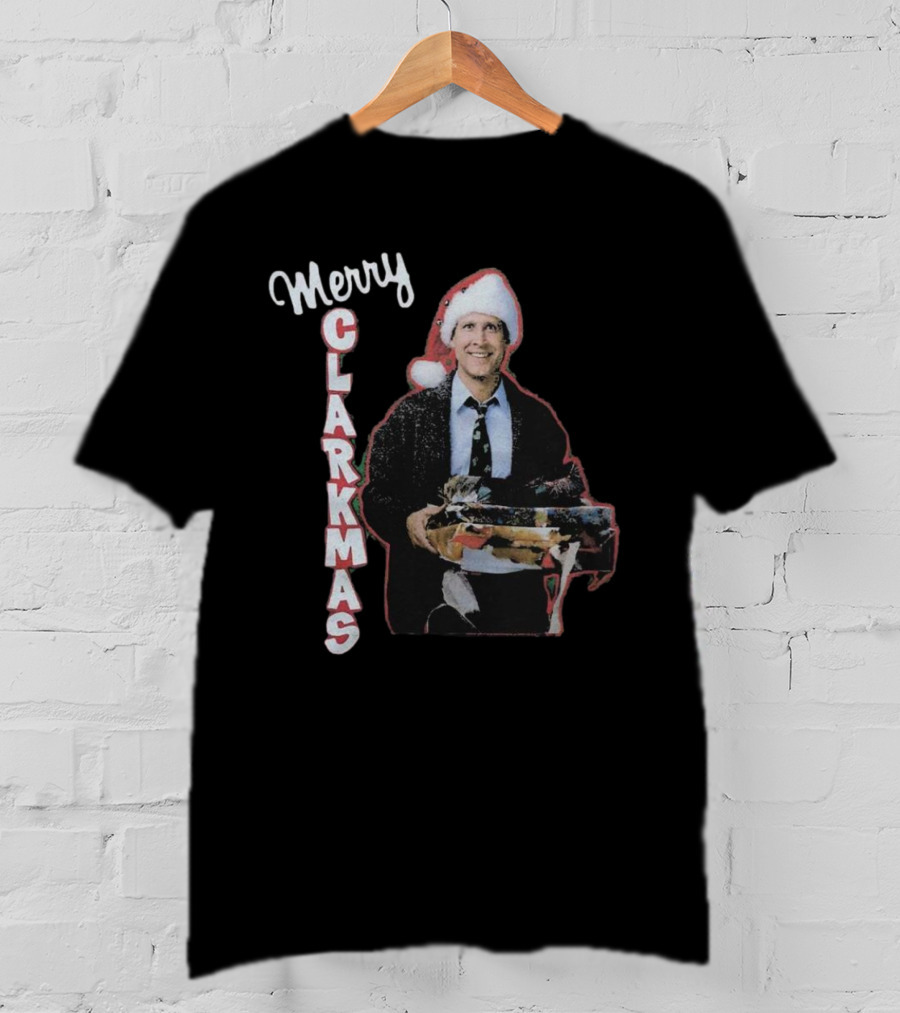 Merry Clarkmas Christmas Vacation Santa Hat Holding Gifts T-Shirt