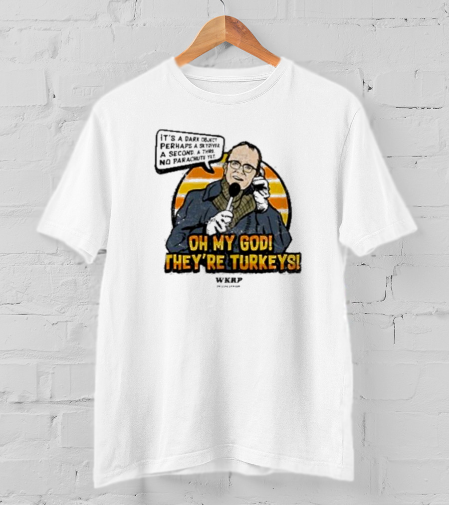 WKRP Oh My God They’re Turkeys Dark Object Parachute T-Shirt