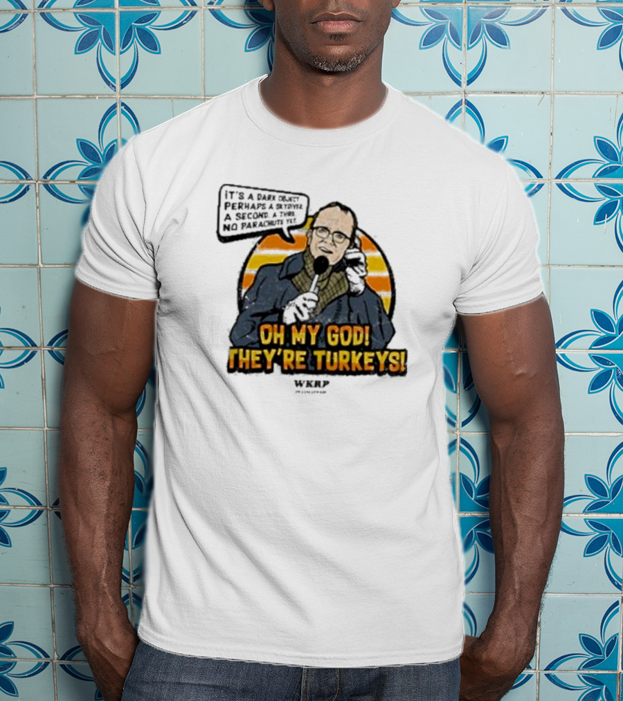 WKRP Oh My God They’re Turkeys Dark Object Parachute T-Shirt