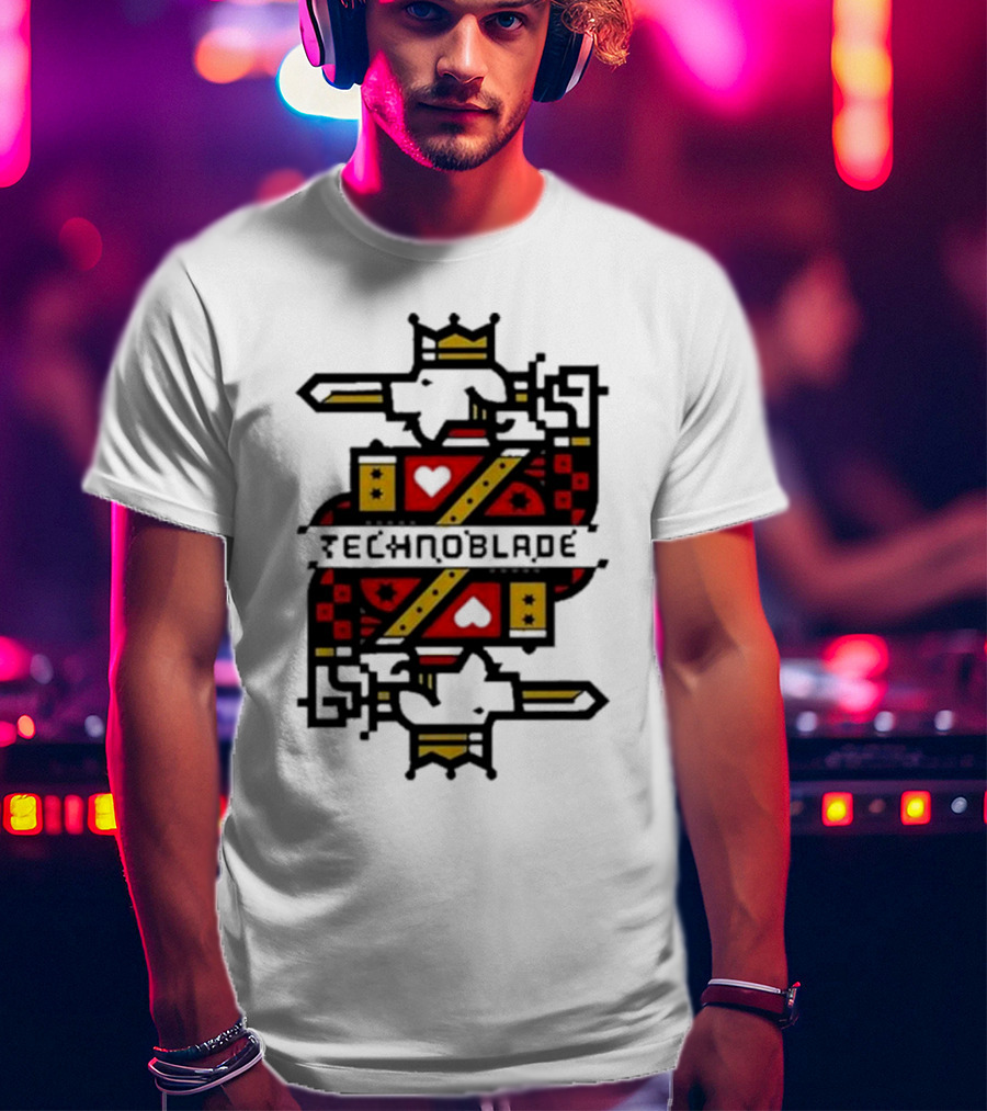 Technoblade Crowned Warrior Card Heart Sword T-Shirt