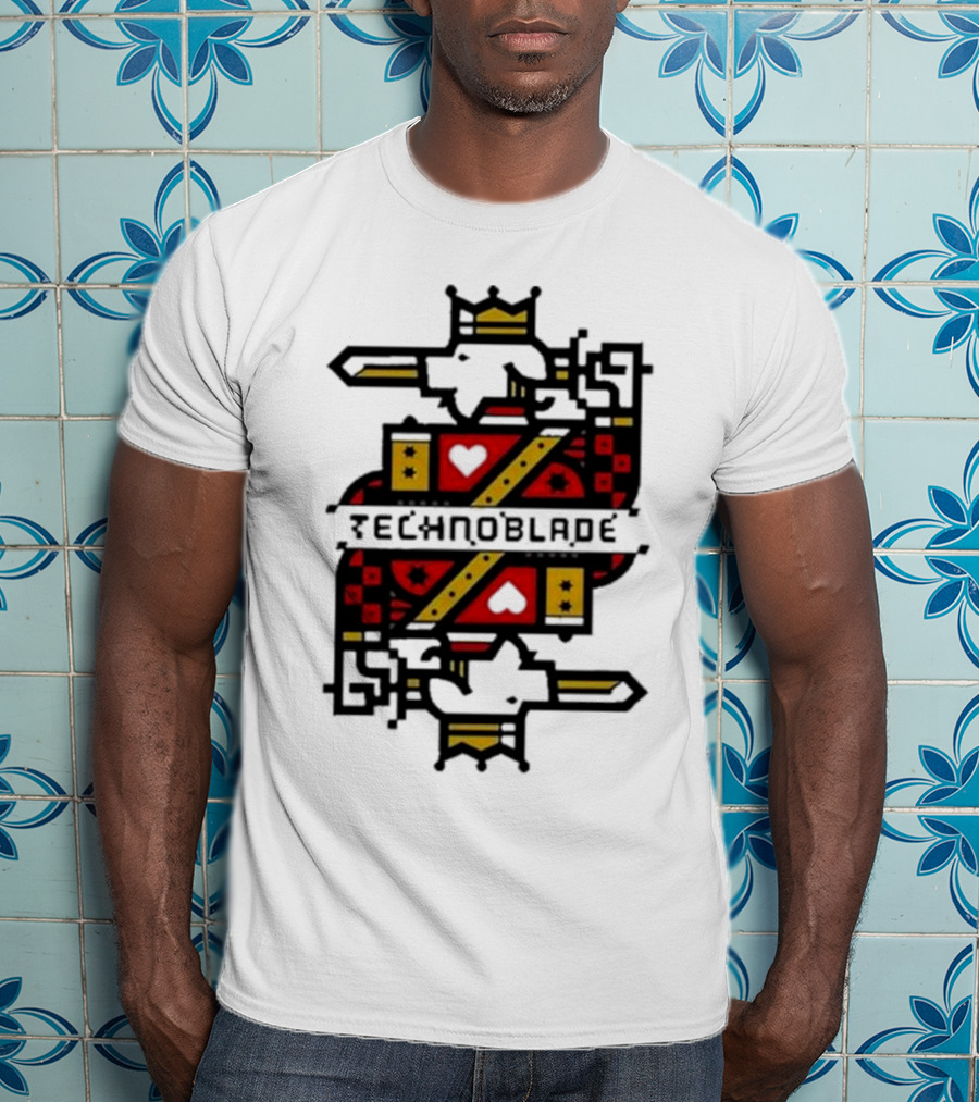 Technoblade Crowned Warrior Card Heart Sword T-Shirt