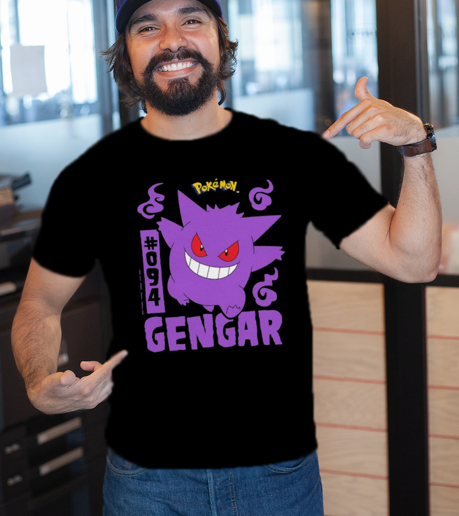 Pokémon #094 Gengar With Iconic Design And Purple T-Shirt