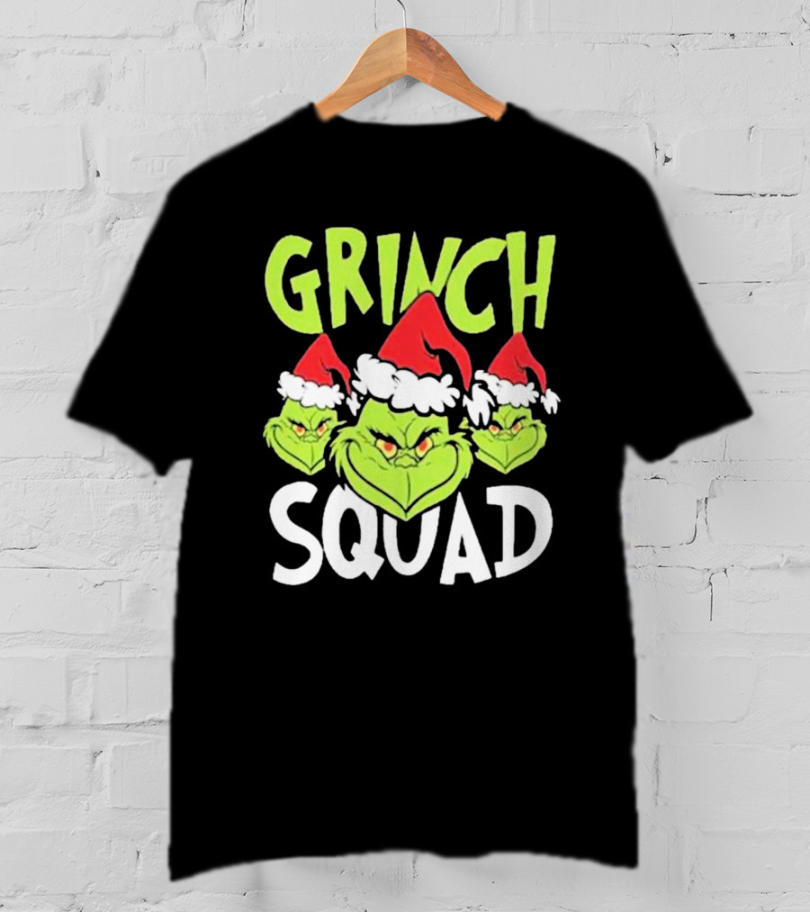 Grinch Squad Christmas Santa Hat Trio T-Shirt