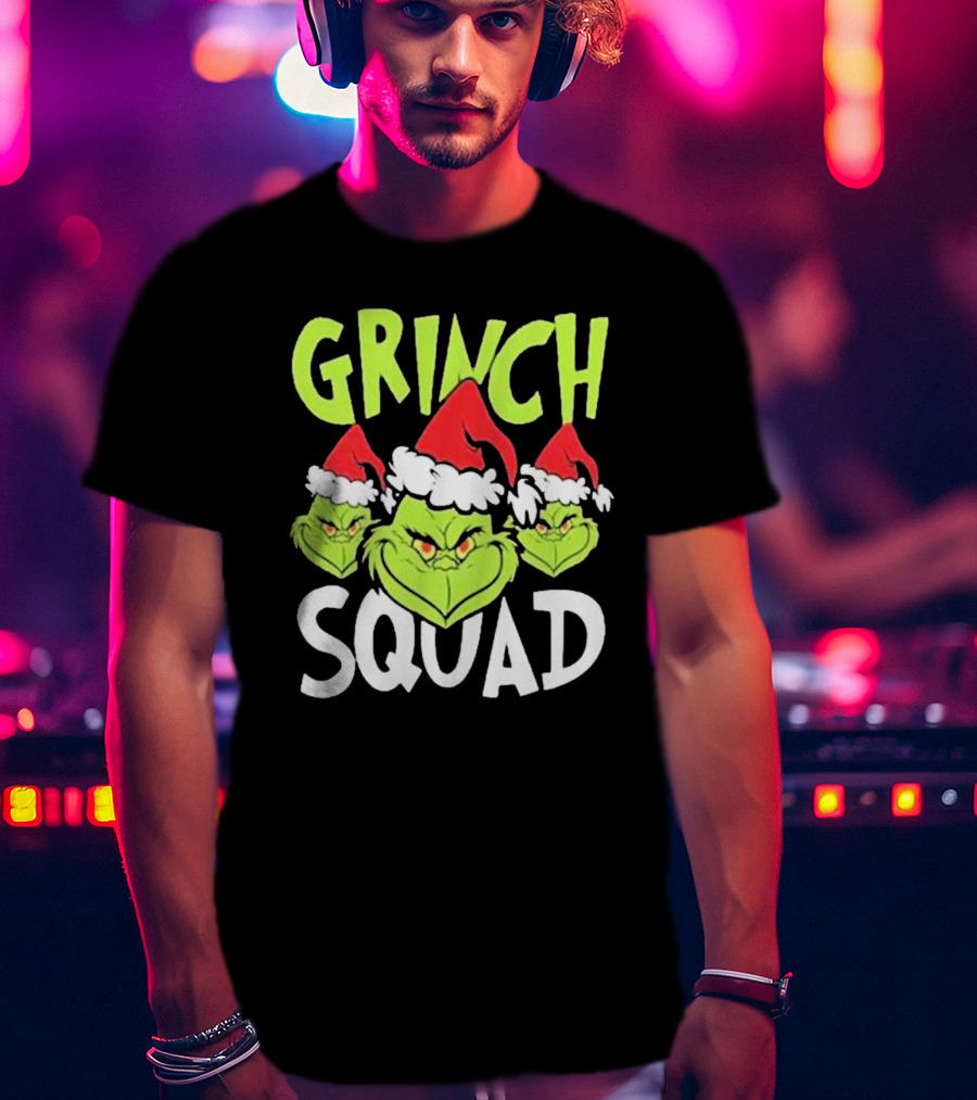Grinch Squad Christmas Santa Hat Trio T-Shirt