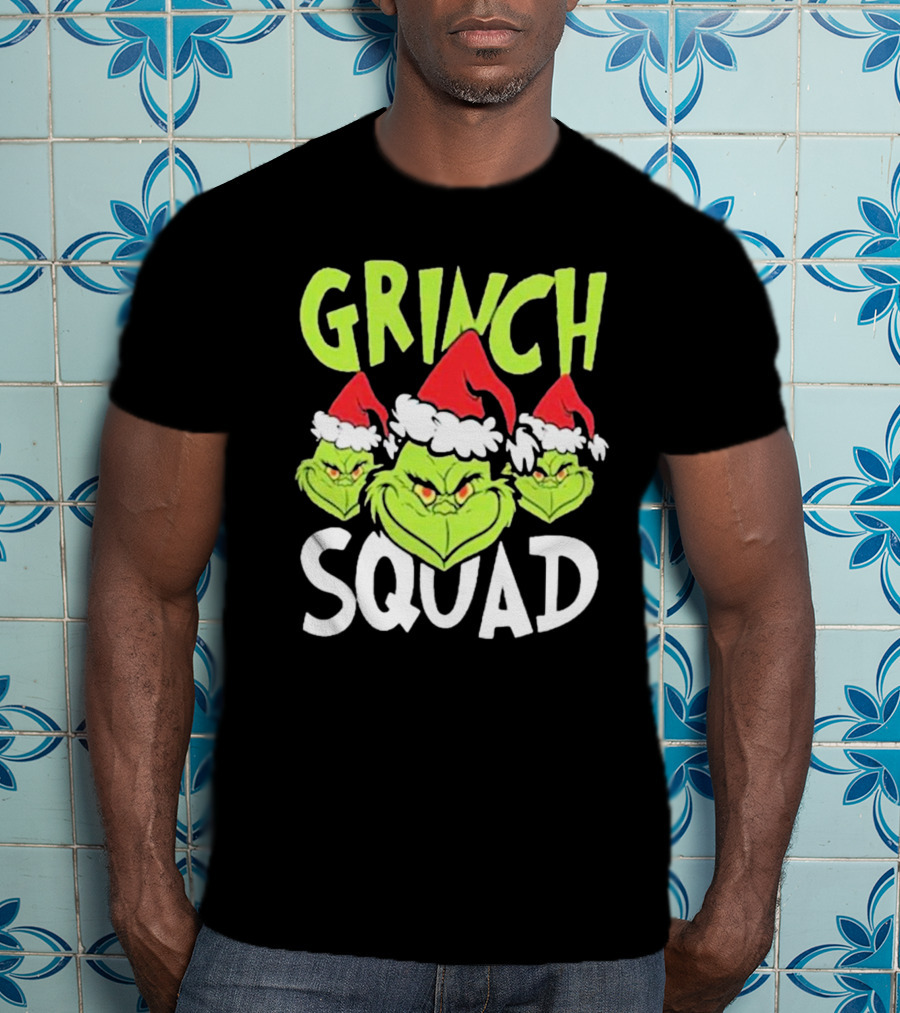 Grinch Squad Christmas Santa Hat Trio T-Shirt
