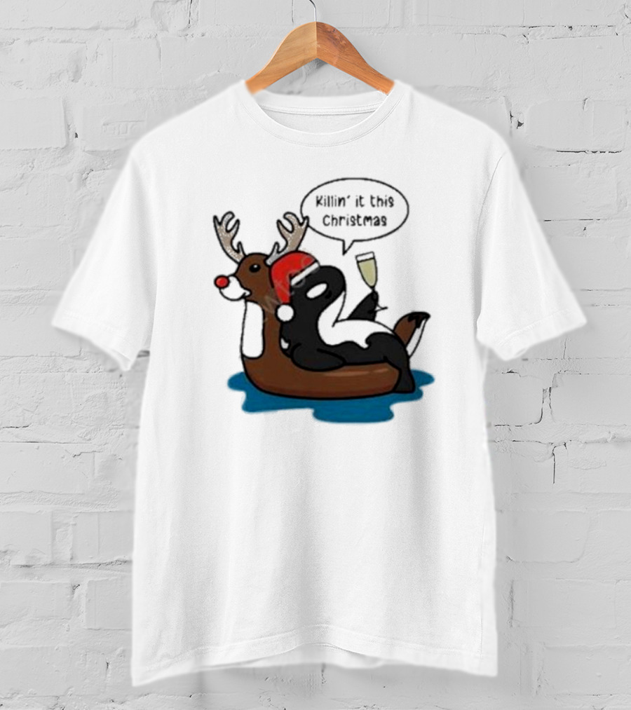 Killin' It This Christmas Dolphin Orca Reindeer T-Shirt
