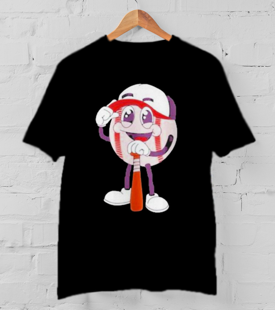 Smiling Baseball Mascot With Bat And Cap T-Shirt