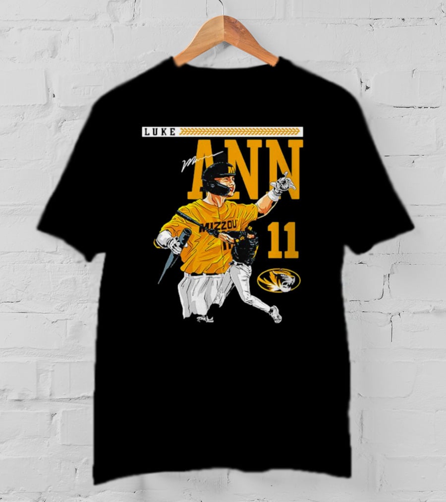 Luke Mann Mizzou Baseball 11 Missouri NCAA Tigers T-Shirt