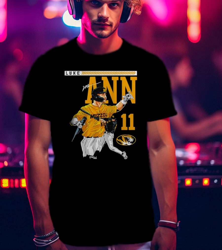 Luke Mann Mizzou Baseball 11 Missouri NCAA Tigers T-Shirt