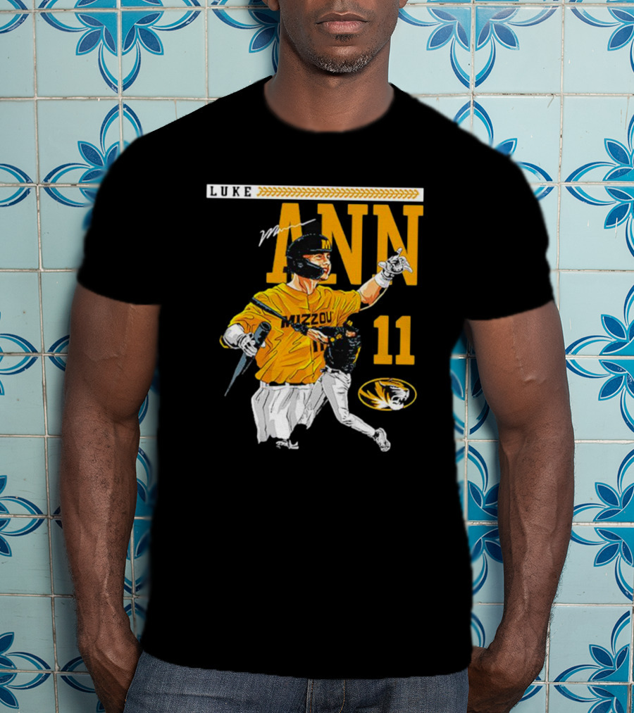Luke Mann Mizzou Baseball 11 Missouri NCAA Tigers T-Shirt