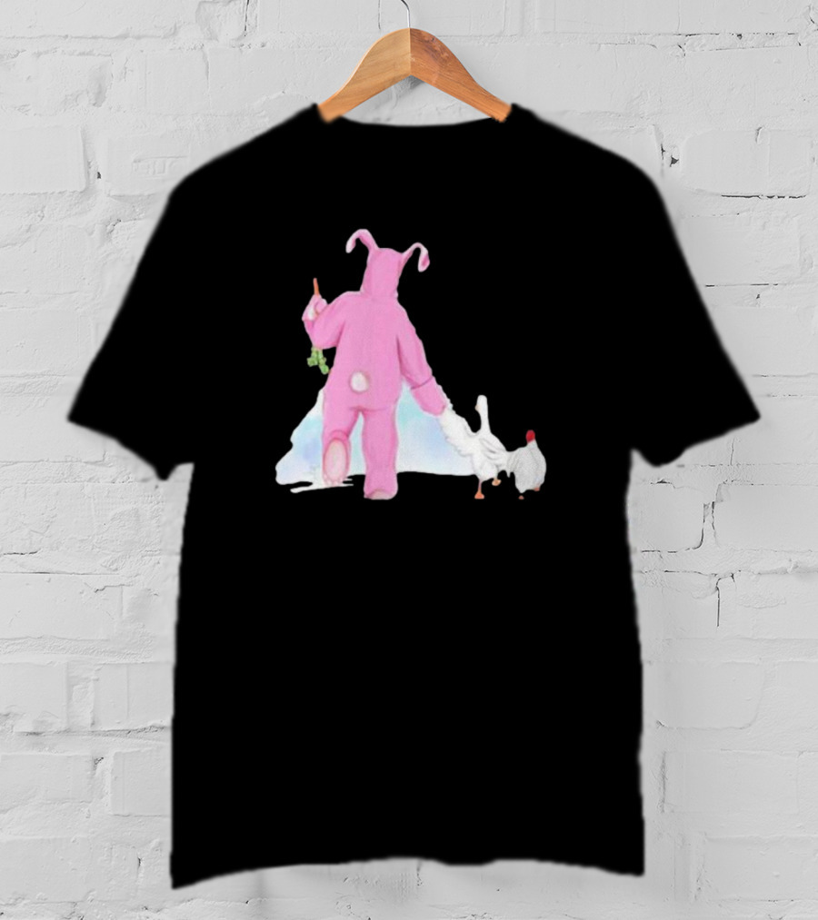 Matthew Perry Pink Bunny Holding Chicken T-Shirt
