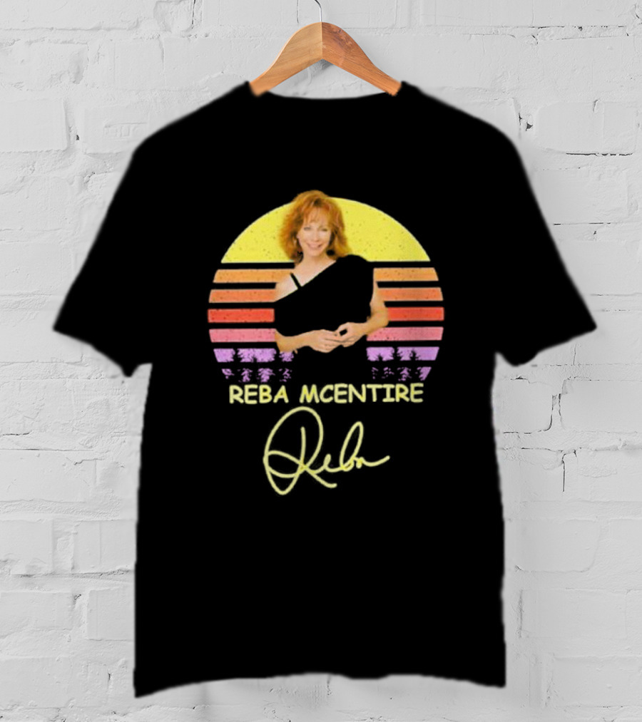 Reba McEntire Vintage Smile Signature Retro Sunset Image T-Shirt
