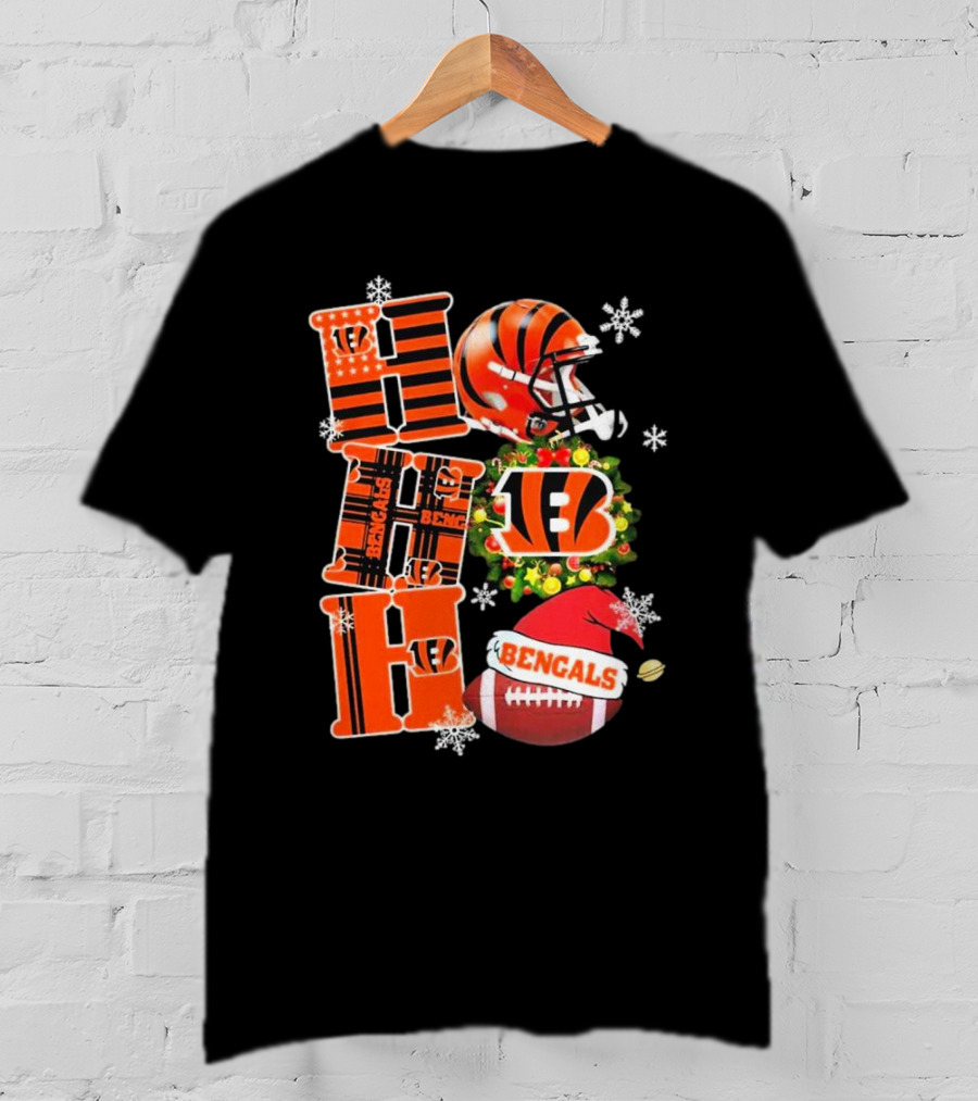 Cincinnati Bengals Ho Ho Ho Christmas Football Team T-Shirt